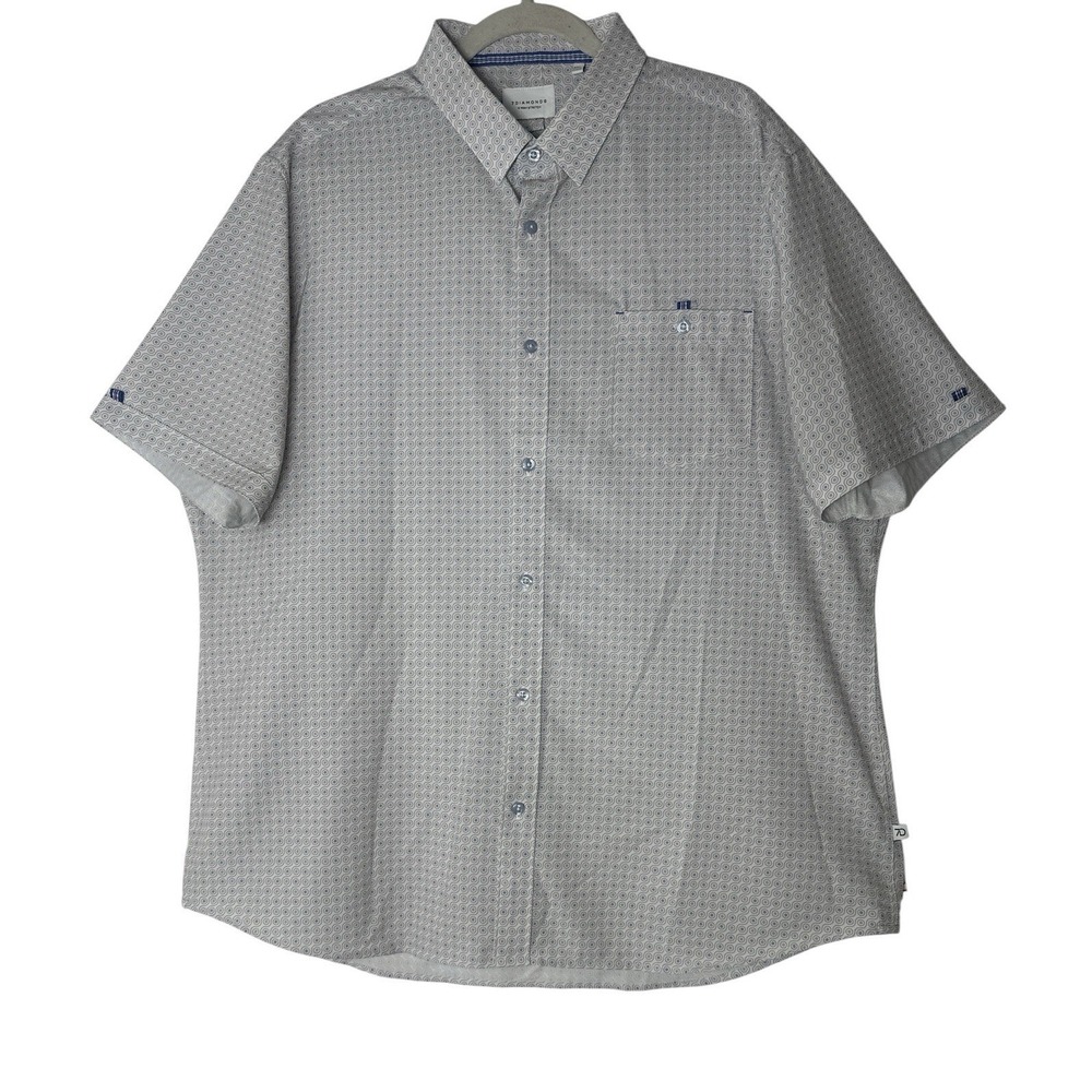 7 Diamonds 4 Way Stretch Shirt Men's 2XL Button Up XXL‎ Short Sleeve Career
